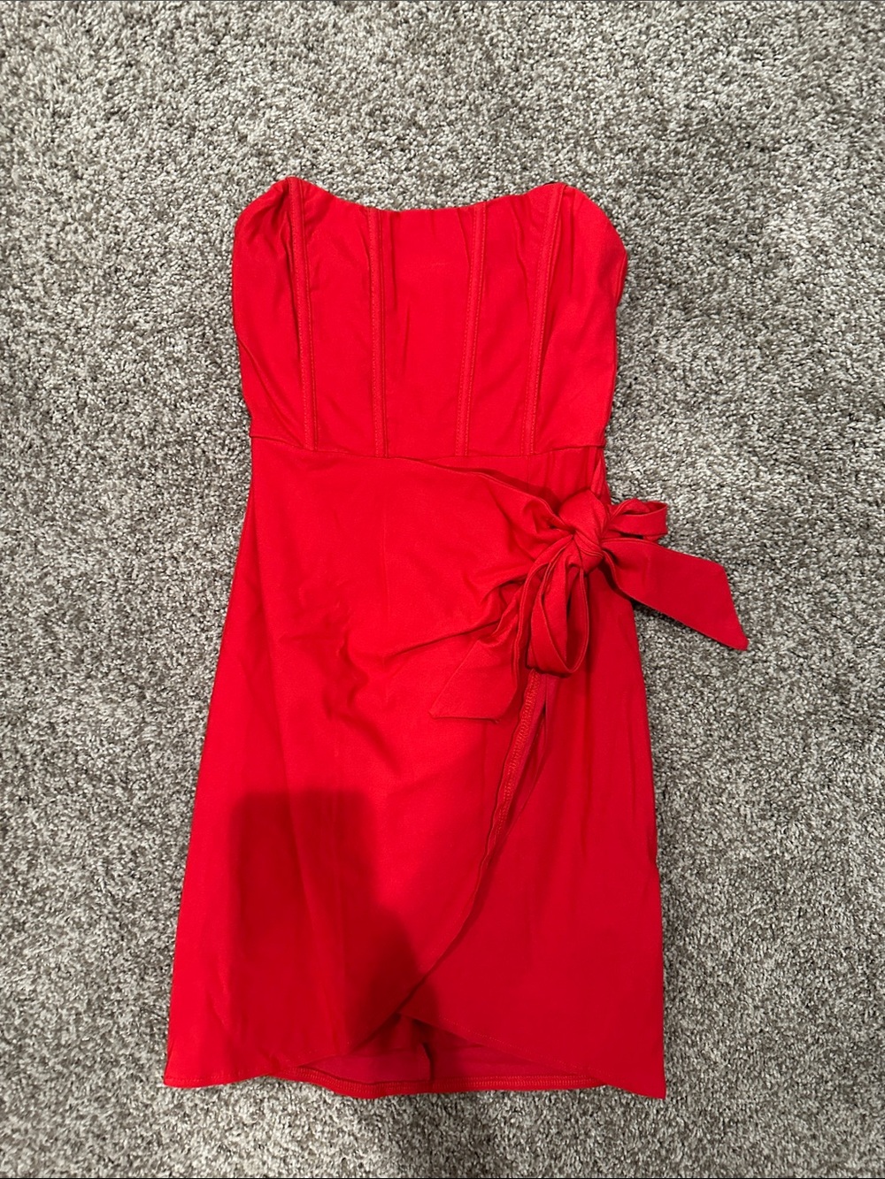 Hello Molly Strapless Red Wrap Dress with Side Tie